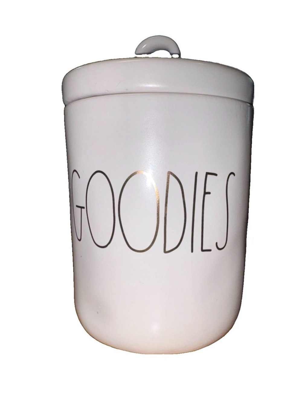 Rae Dunn White 'GOODIES' Ceramic Canister with Lid